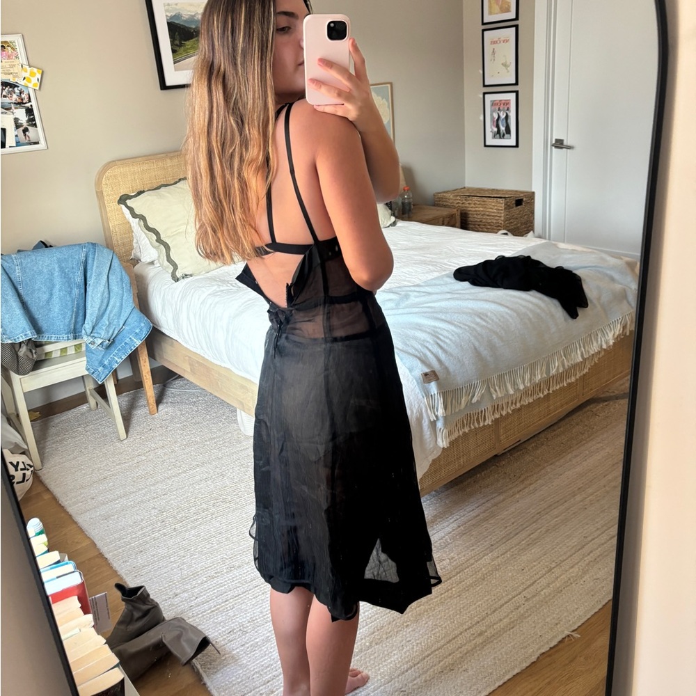 Dries Van Noten Sheer Black Slip Dress - Picture 4 of 5